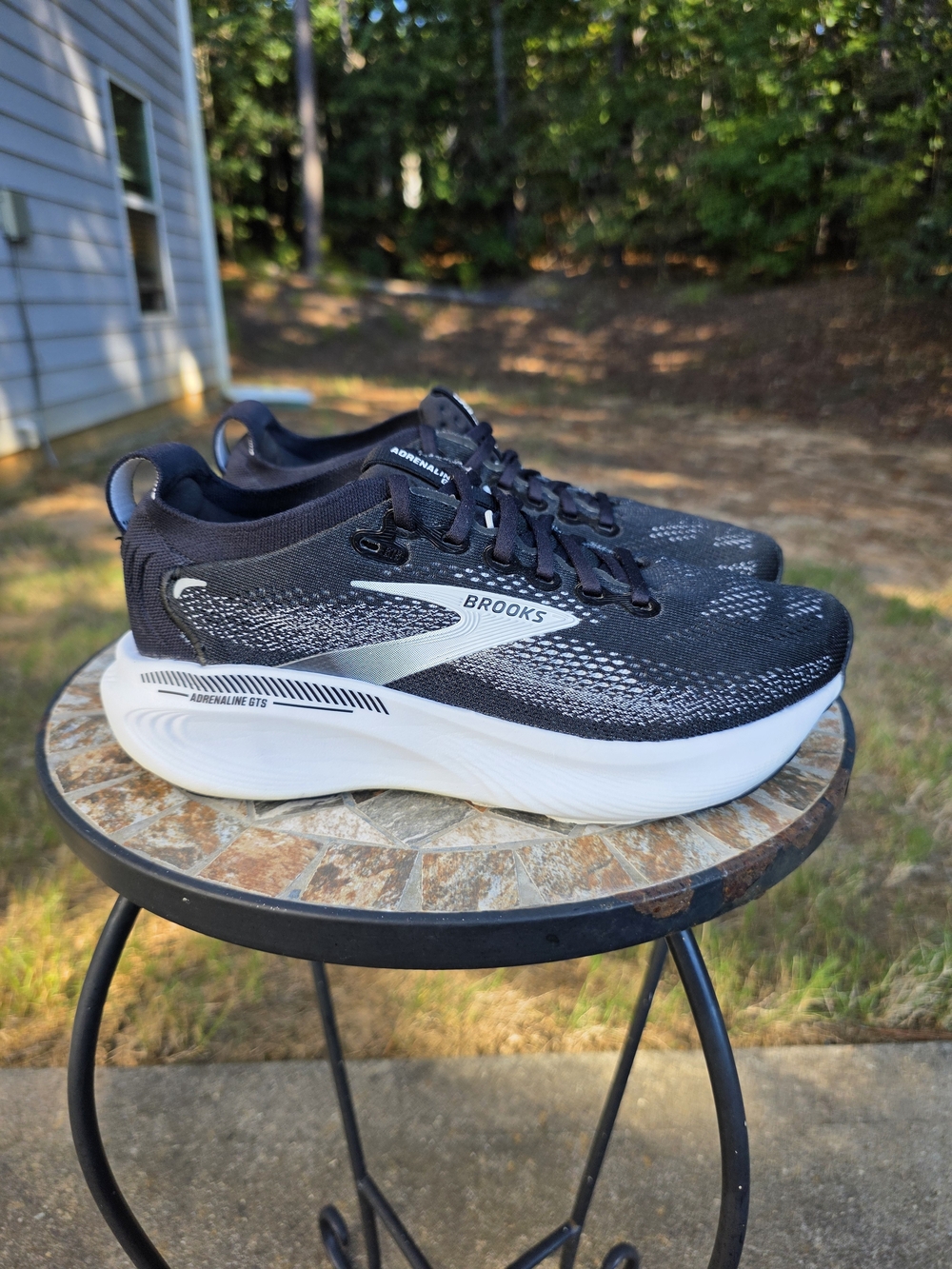 Brooks Adrenaline GTS 25 1204431D090 Black Running Shoes Women Sz 8 Wide Worn 5x